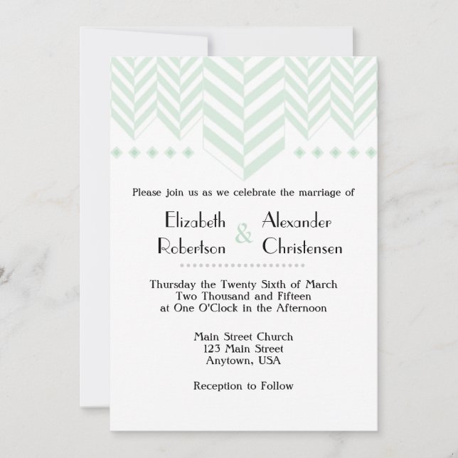 Faire-part de mariage en os blanc de mouton vert (Devant)