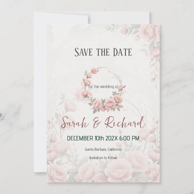 Faire-part de mariage en papier de jardin romantiq (Devant)