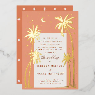 Faire-part de mariage en papier métallisé orange b