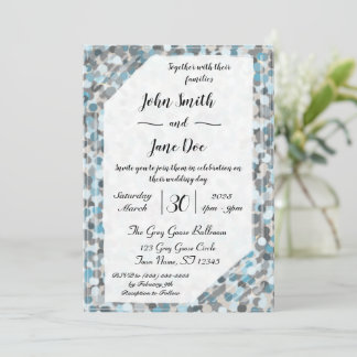 Faire-part de mariage en pierre Abstraite bleu et 