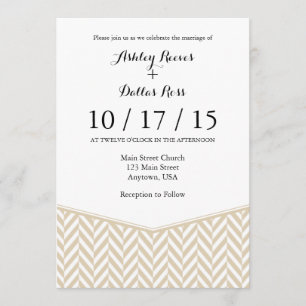 Faire-part de mariage en sanglier blanc beige