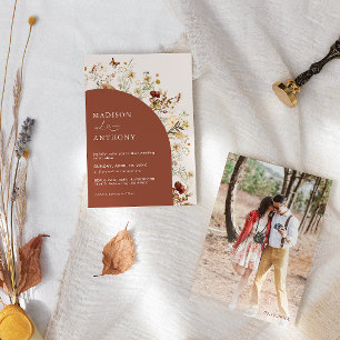 Faire-part de mariage en terre cuite avec photo de