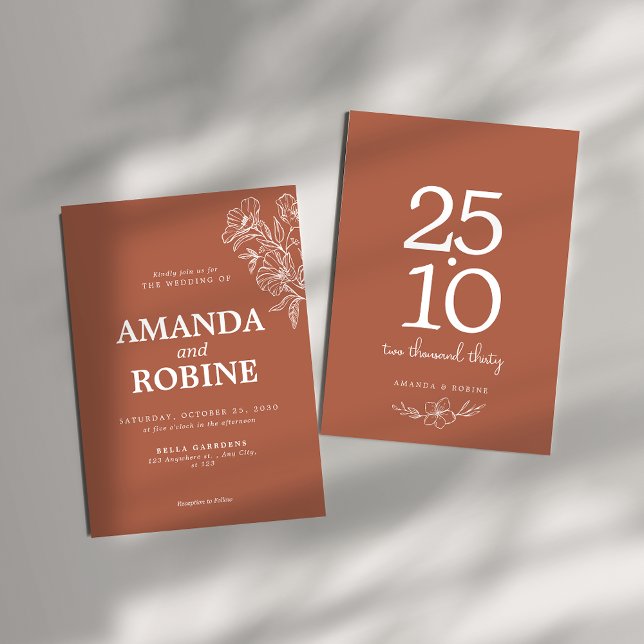 Faire-part de mariage en terre cuite minimale (Créateur téléchargé)