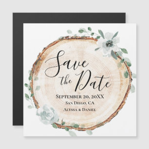 Faire-part de mariage en tranche de bois rustique