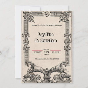 Faire-part de mariage en vieux papier beige