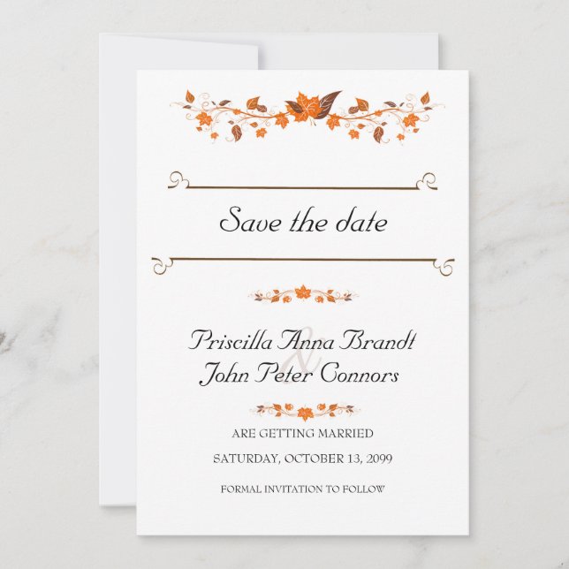 Faire-part de mariage Enregistrer La Date, Feuille (Devant)
