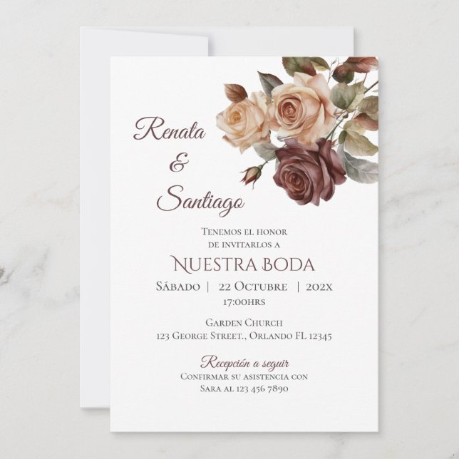 Faire-part de mariage espagnol Boho (Devant)