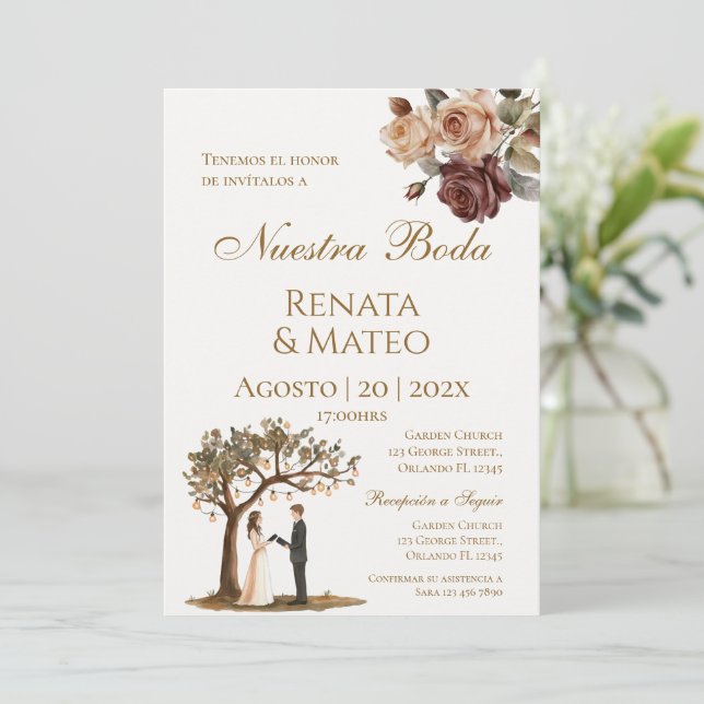 Faire-part de mariage espagnol boho (Debout devant)