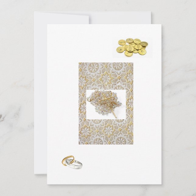 Faire-part de mariage espagnol "Gold Bands & Coins (Devant)