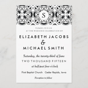Faire-part de mariage espagnol noir et blanc de