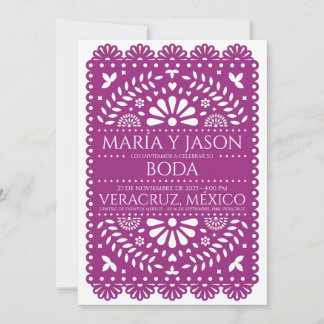 Faire-part de mariage espagnol Papel Picado Magent