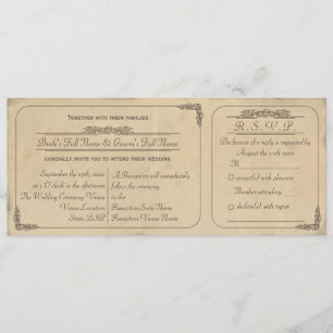 Faire-part de mariage et carte-réponse sur parchem