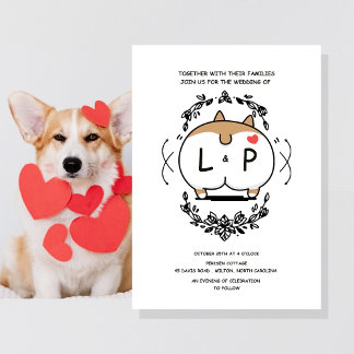 Faire-part de mariage et d'anniversaire Corgi Cart