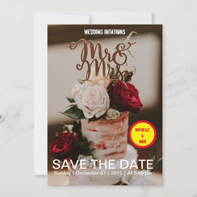 Faire-part de mariage et élégante couverture (Devant)