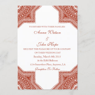 Faire-part de mariage ethnique rouge marocain