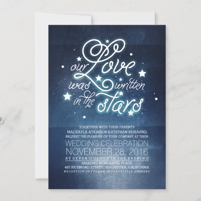 Faire-part de mariage étoiles (Devant)