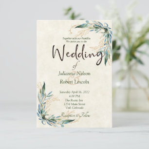 Faire-part de mariage Eucalyptus et or