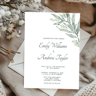 Faire-part de mariage eucalyptus minimaliste