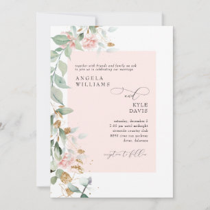 Faire-part de mariage Eucalyptus Rose rose