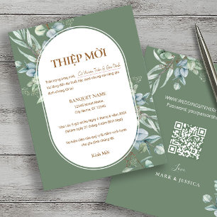Faire-part de mariage Eucalyptus vietnamien avec Q