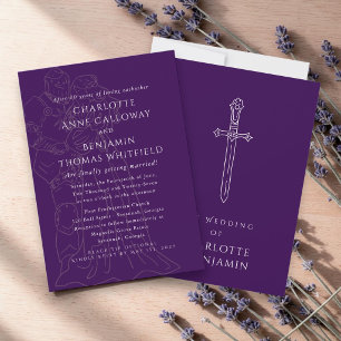 Faire-part de mariage Fantasy Médiéval Pourpre R