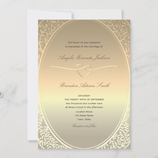 Faire-part de mariage Faux Gold Foil avec code QR (Devant)