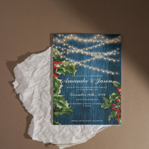 Faire-part de mariage festif Rustique Blue Wood Be