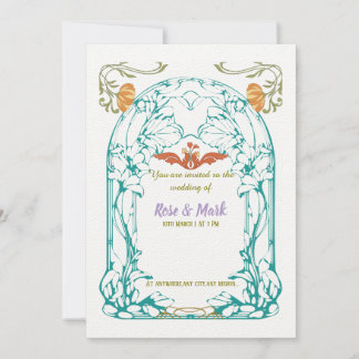 Faire-part de mariage feuillage Art nouveau