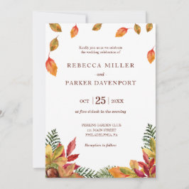 Faire-part de mariage feuillage d'automne