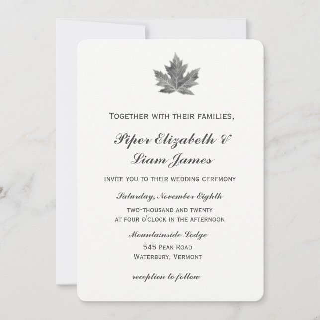 Faire-part de mariage Feuille d'érable (Devant)