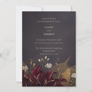 Faire-part de mariage feuille d'or floral Bourgogn