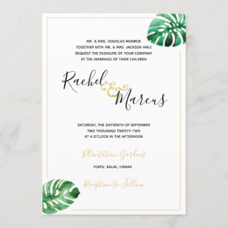 Faire-part de mariage feuille Monstera