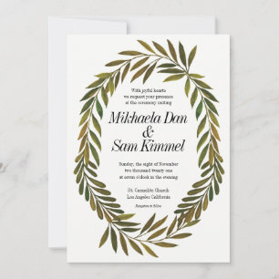 Faire-part de mariage Feuille peint à la main