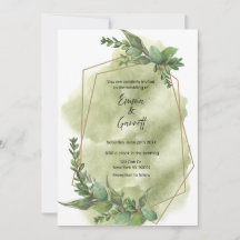 Faire-Part de Mariage Feuille Verte Moderne