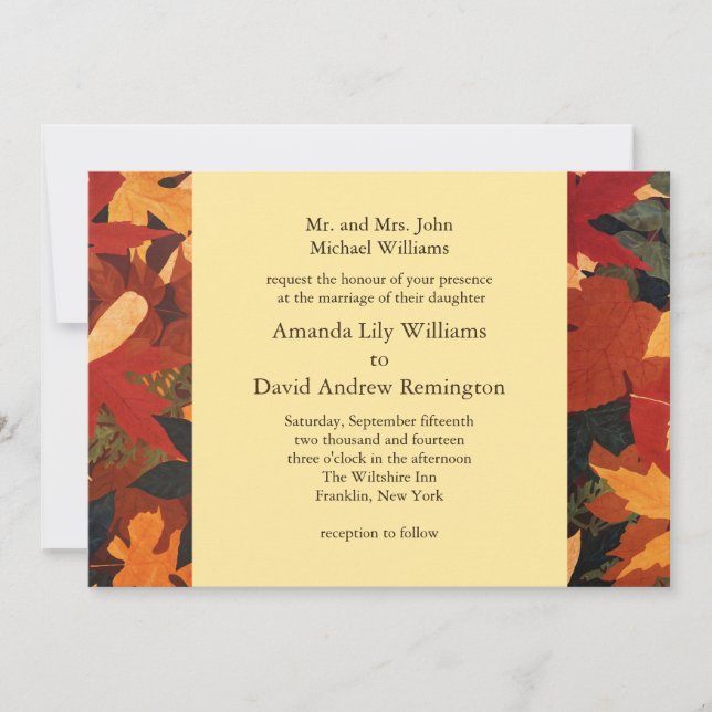 Faire-part de mariage Feuilles d'automne (Devant)