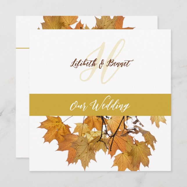 Faire-part de mariage Feuilles d'automne (Devant / Derrière)