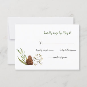 Faire-Part de Mariage Feuilles de Conifère Rustiqu