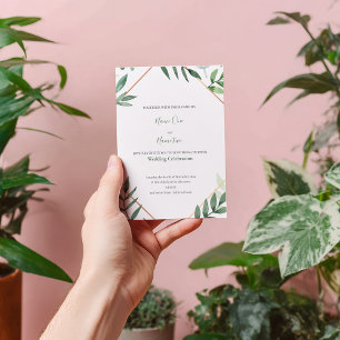 Faire-part de mariage feuilles verts