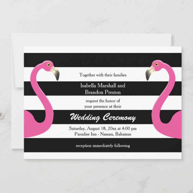 Faire-part de mariage Flamant rose tendance (Devant)