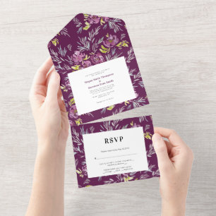 Faire-part de mariage Fleur aquarelle moderne viol