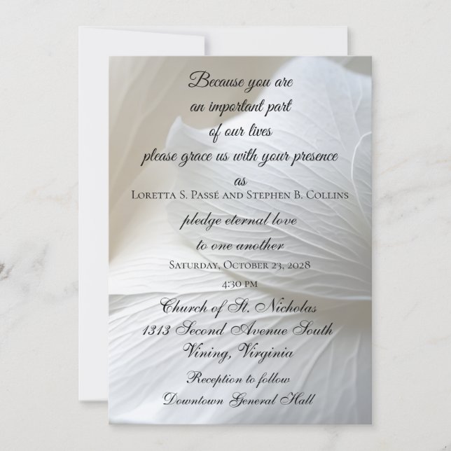 Faire-part de mariage Fleur Blanche (Devant)