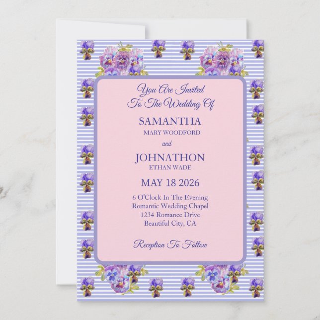 Faire-part de mariage Fleur Chic De Shabby Violet (Devant)