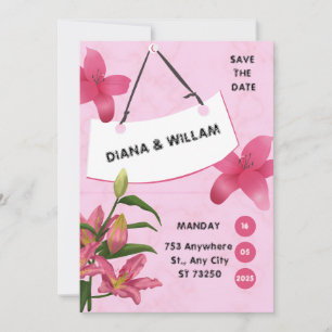 Faire-part de mariage Fleur Rose