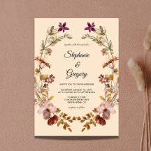 Faire-part de mariage Fleur sauvage Boho d'automne