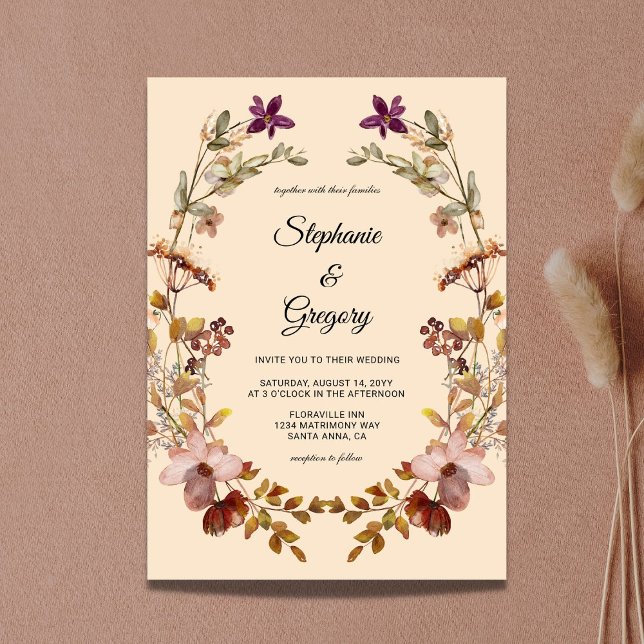 Faire-part de mariage Fleur sauvage Boho d'automne (Créateur téléchargé)