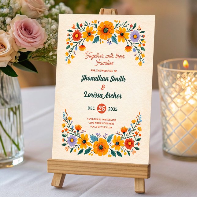 Faire-part de mariage Fleur sauvage Boho Watercolo (Créateur téléchargé)