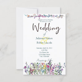 Faire-part de mariage fleur sauvage coloré