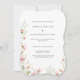 Faire-part de mariage fleur sauvage dans un romant