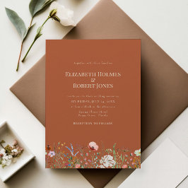 Faire-part de mariage Fleur sauvage de Terracotta 