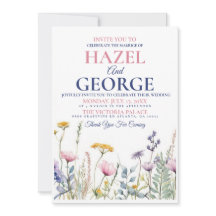 Faire-Part de Mariage Fleur Sauvage, Fleurs Aquare